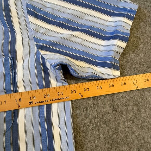 Lacoste Shirt Mens Size 40 Short Sleeve Stripes Blue Button Down - Picture 8 of 11